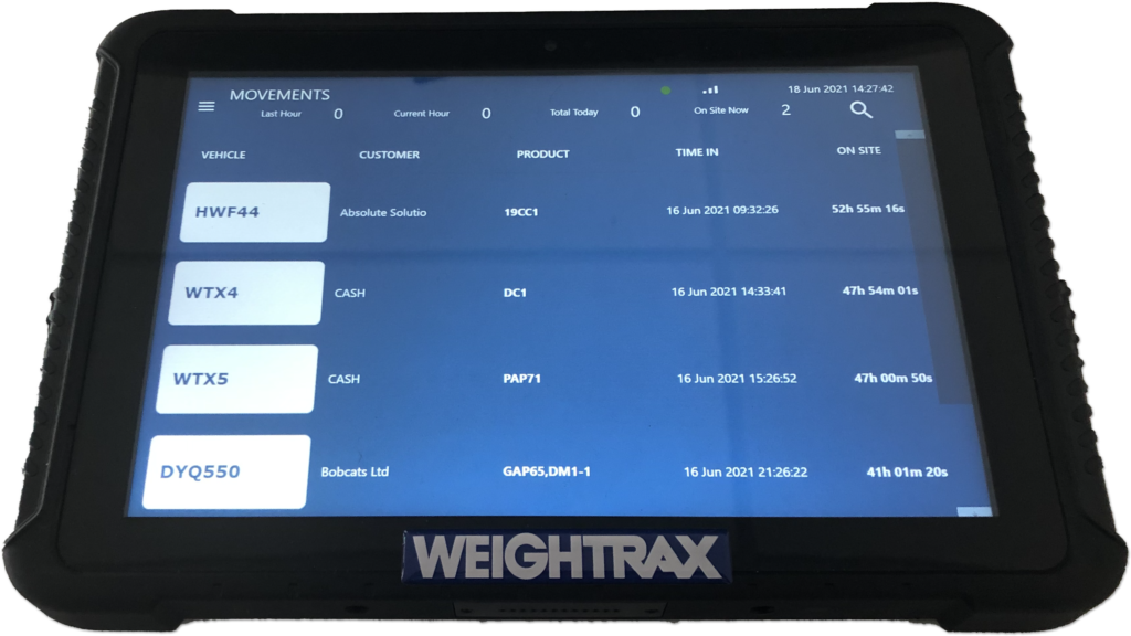 Weightrax Mobile uses a ruggedised tablet and radio mesh network 